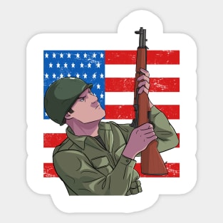 Memorial Day Army Soldier American Flag Sticker